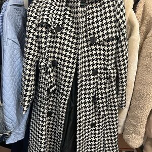Last Kiss Black and White Houndstooth Pea Coat